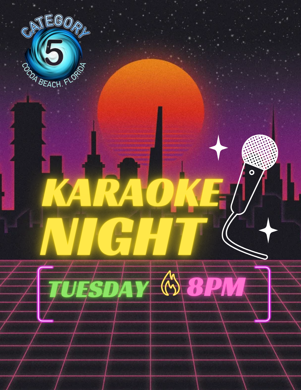 Tuesday Karaoke at Category 5 Flyer